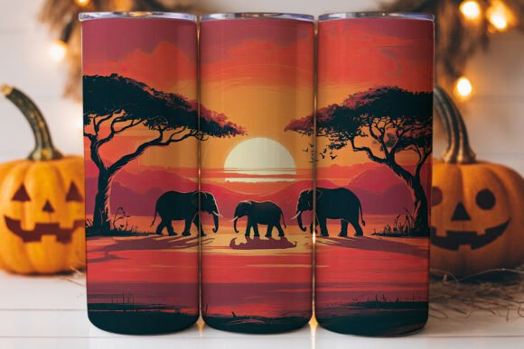 African Sunset Elephants Tumbler Wrap: A Versatile Graphics Asset
