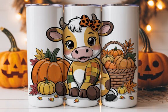Autumn Cow Tumbler Wrap: A Charming Graphics Asset