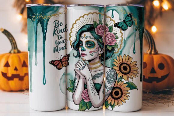 Be Kind Sugar Skull 20oz Tumbler Wrap Graphics