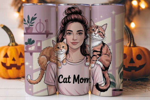 Cat Mom 20oz Tumbler Wrap: A Perfect Graphics Asset