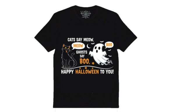 Cats Say Meow, Ghosts Say Boo: A Festive T-Shirt Design