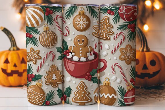 Christmas Gingerbread Hot Cocoa Tumbler Graphics for Local Brands