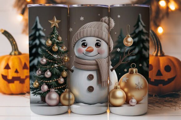 Cozy Snowman Christmas Tumbler Wrap Graphics