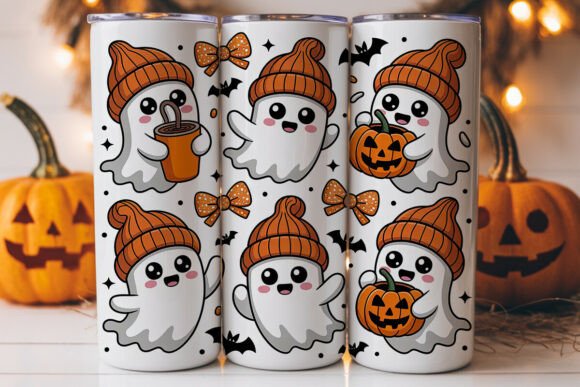 Cute Halloween Ghosts Tumbler Wrap Graphics