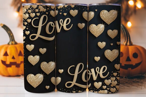 Gold Glitter Hearts 20oz Tumbler Wrap: A Graphics Gem