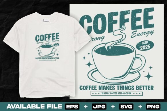 Hand Drawn Coffee Illustration for T-Shirt Designs