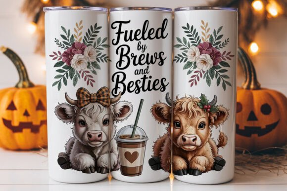 Highland Cow Brews Besties Tumbler Graphics