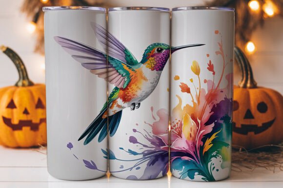 Hummingbird Watercolor Tumbler Wraps: A Graphic Design Asset