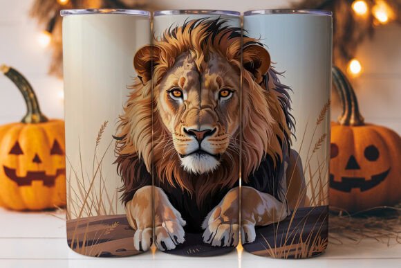 Majestic Lion 20oz Tumbler Wrap: A Graphic Asset for Impact