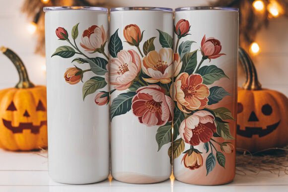 Peach Orange Floral Tumbler Wrap Design Review