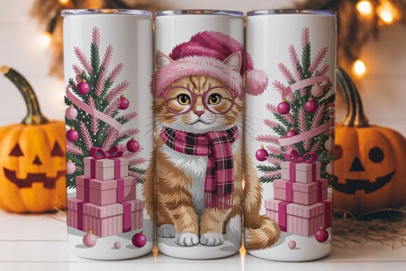 Pink Christmas Cat Tumbler Wrap Design Review