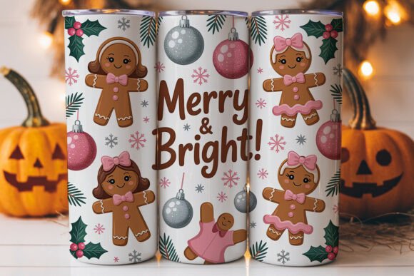 Pink Gingerbread Christmas 20oz Tumbler Graphics