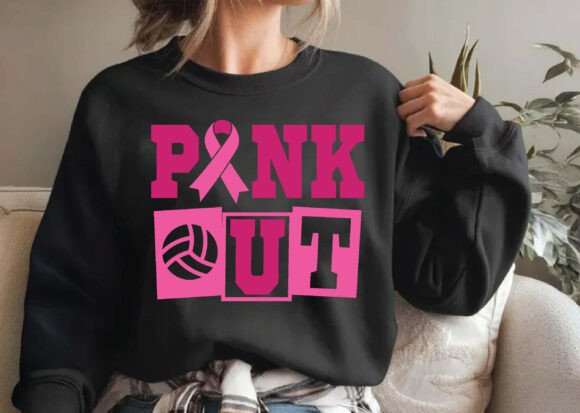 Pink Out Volleyball PNG: A Graphic for T-Shirt Designs and More