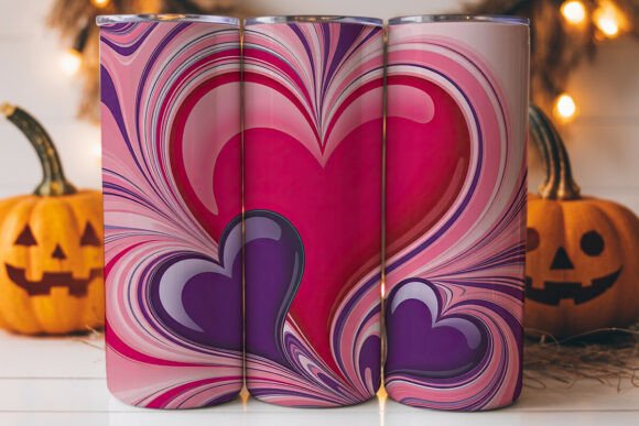 Pink Purple Hearts 20oz Tumbler Wrap