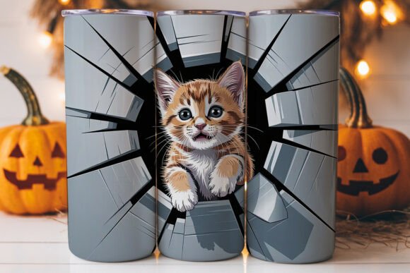 Playful Kitten 20oz Tumbler Wrap: A Charming Graphics Asset