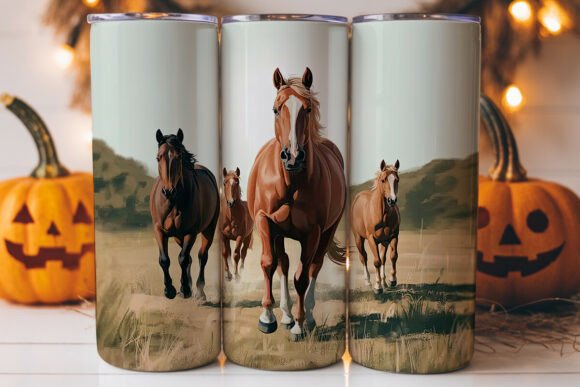 Running Horses 20oz Tumbler Wrap: A Graphic Design Asset for Local Brands