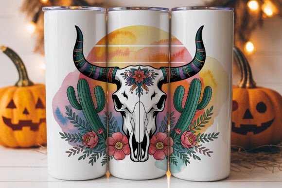 Southwestern Bull Skull 20oz Tumbler Graphics