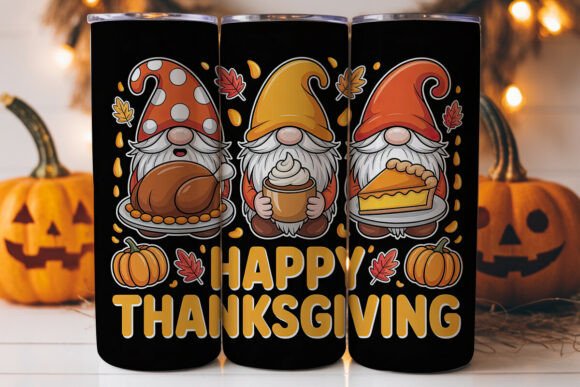 Thanksgiving Gnomes Tumbler Wrap: A Creative Graphics Asset