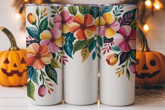Vibrant Watercolor Floral 20oz Tumbler Graphics