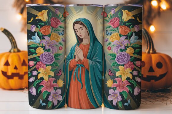 Virgin Mary Floral 20oz Tumbler Wrap: A Graphics Gem