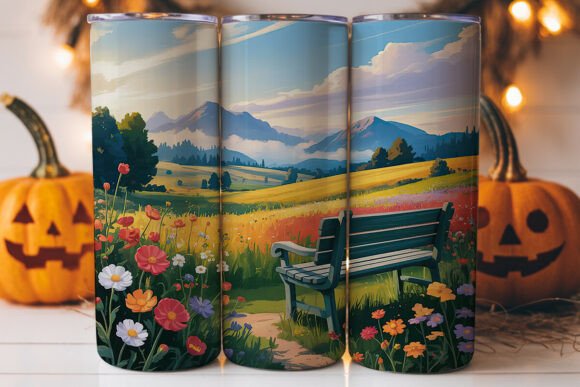Wildflower Mountain Landscape Tumbler Graphics for Handmade Business